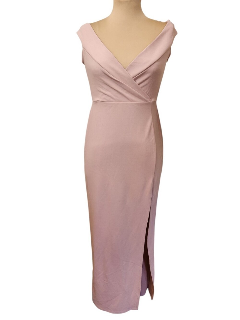 NASTY GAL Rose Off The Shoulder High Slit Midi Dress - Size 8 - Picture 5 of 16